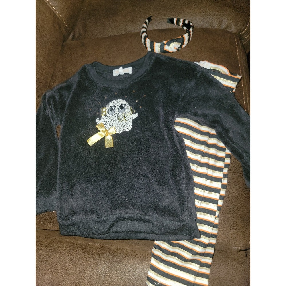 Kenzie girl fleece ghost top, leggings and headband size 4t